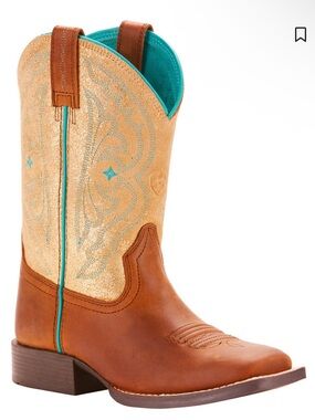 Ariat girls QuickDraw western brown teal boots shoes size 11